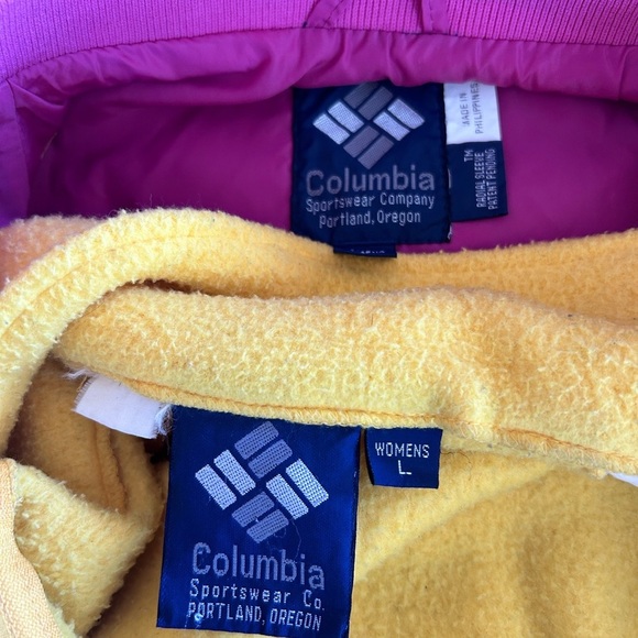 COLUMBIA BUGABOO Vintage 80/90s 3-in-1 Ski Coat Jacket Blue Pink Yellow Women L - Picture 12 of 16